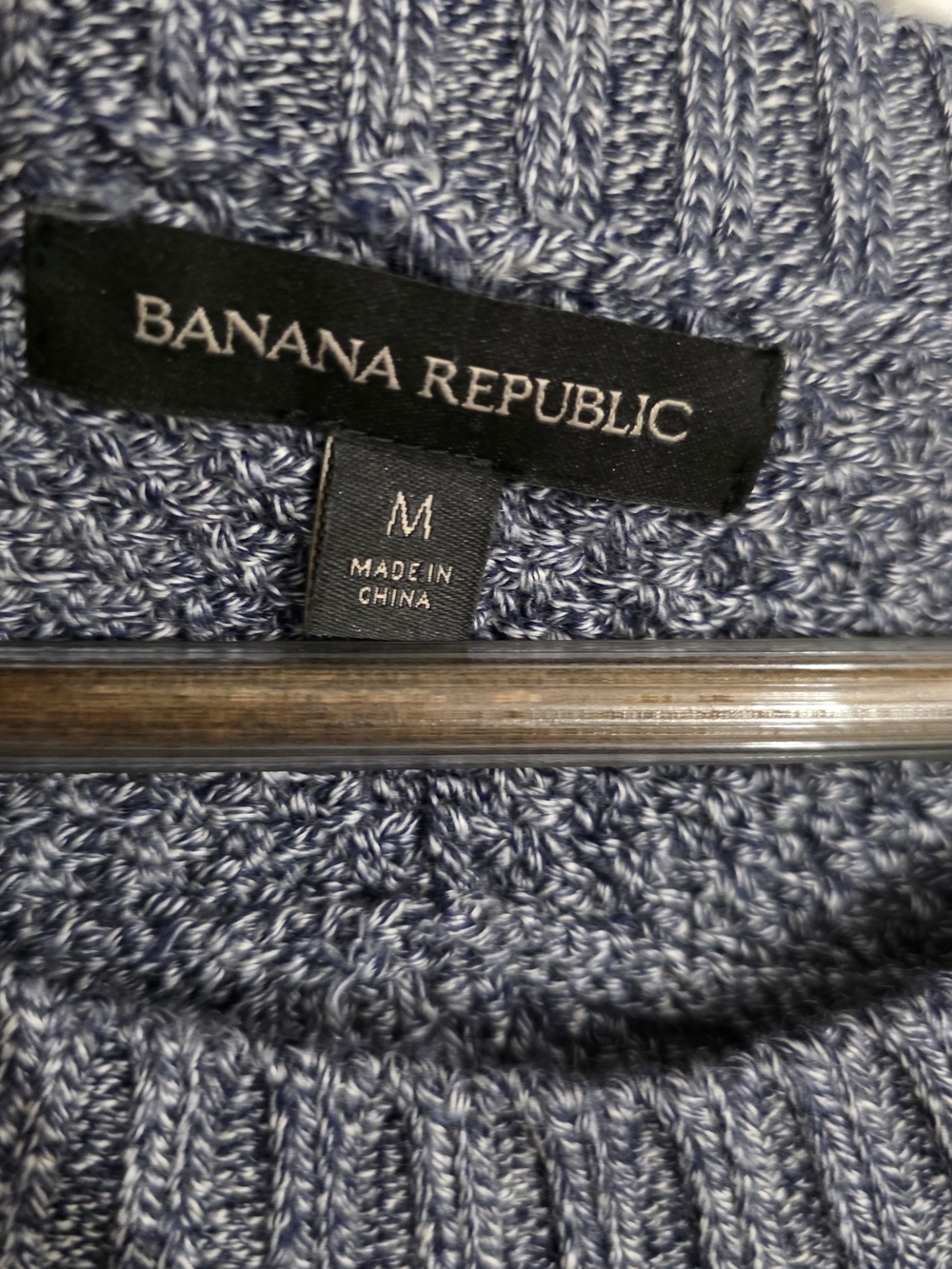 Banana Republic Layered Sweater Shirt | Gray Knit Pullover with Blue Hem | Med - Picture 3 of 11